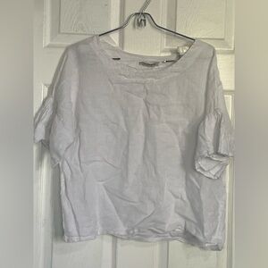 Elegant White Women's Blouse 100% Linen